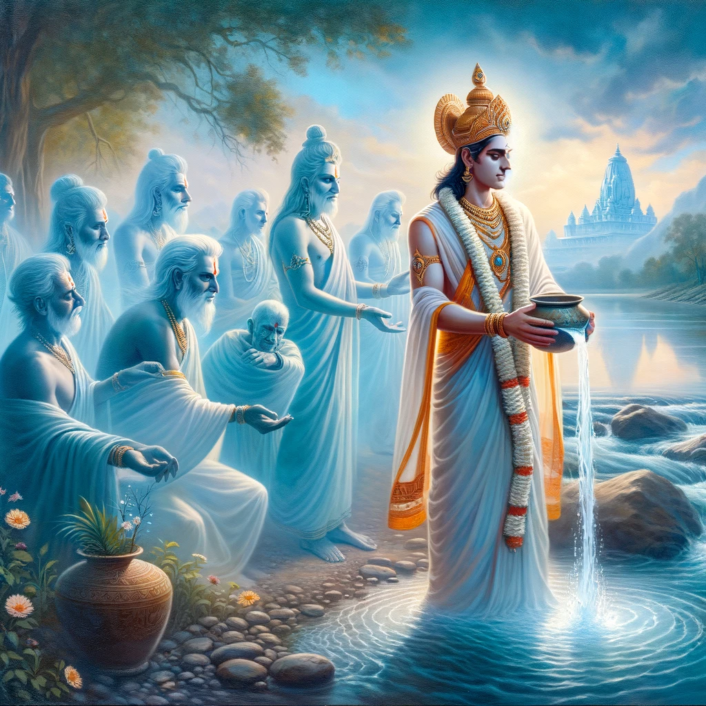King Bhageeratha Offers Ganges Water to His Ancestors